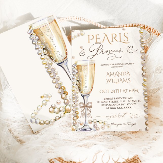 Convites Pérolas & Prosecco Chá de Noiva Elegante (Criador carregado)