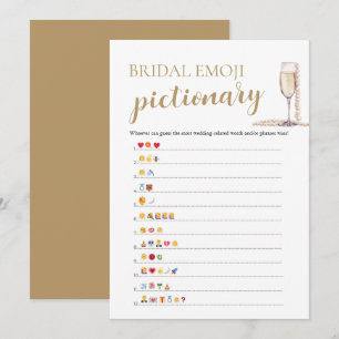 Convites Pérolas & Prosecco Chá de Noiva Emoji Pictionary
