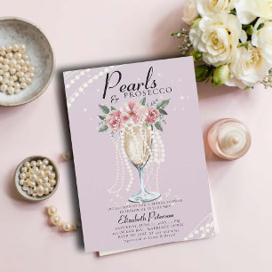 Convites Pérolas Prosecco Chá de panela Lilac Brunch
