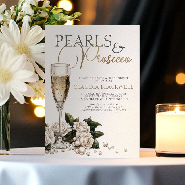 Convites Pérolas Prosecco Champanhe Bridal Shower (Criador carregado)