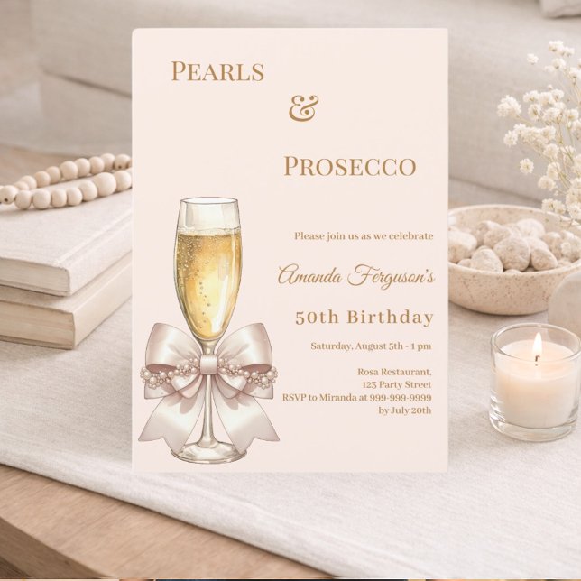 Convites Pérolas Prosecco marfim beijo de noiva elegante an (Criador carregado)