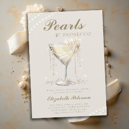 Convites Pérolas Prosecco Marfim Chá de Noiva Elegante Brun