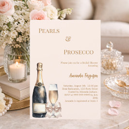 Convites Pérolas Prosecco marfim rosa laço Chuveiro de Noiv