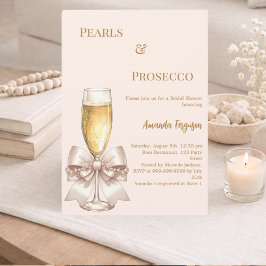 Convites Pérolas Prosecco marfim rosa laço Chuveiro de Noiv