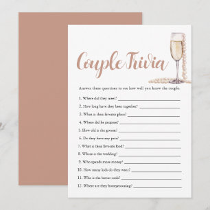 Convites Pérolas Rosa e Casal Prosecco - Jogo Bridal Trivia