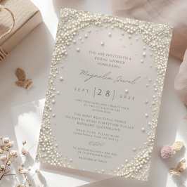 Convites Pérolas Rosa Pastel Elegantes Editáveis com Diaman