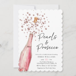 Convites Pérolas rosa únicas e Chá de panela Prosecco