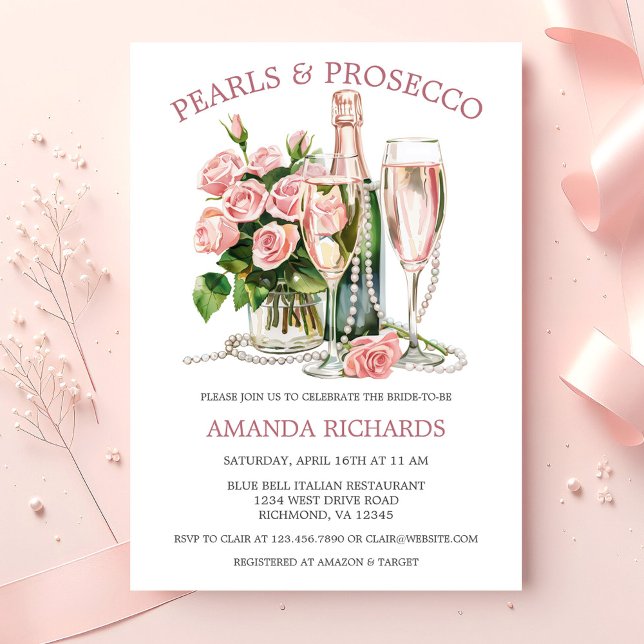 Convites Pérolas rosas e Chá de panela Prosecco (Criador carregado)