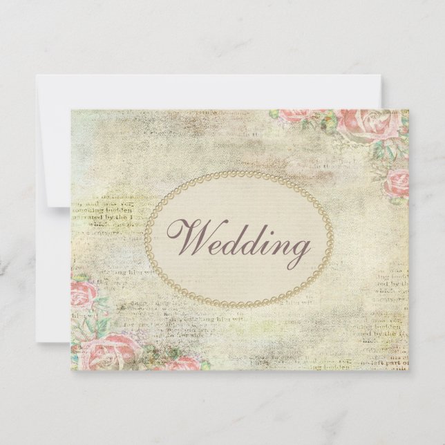 Convites Pérolas & rosas impressos do chique do laço que (Frente)