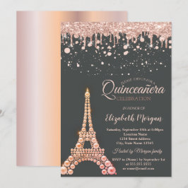 Convites Pérolas Torre Eiffel, Gotas Pontos Quinceañera