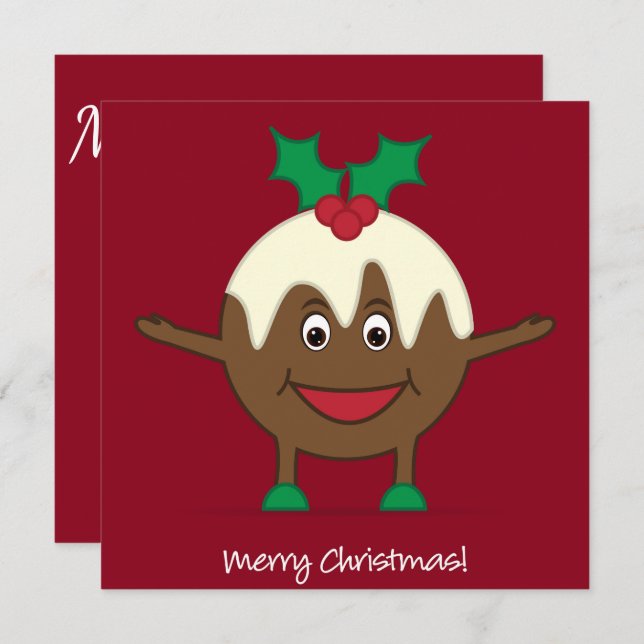 Convites Personagem de desenho animado de pudim de Natal (Frente/Verso)