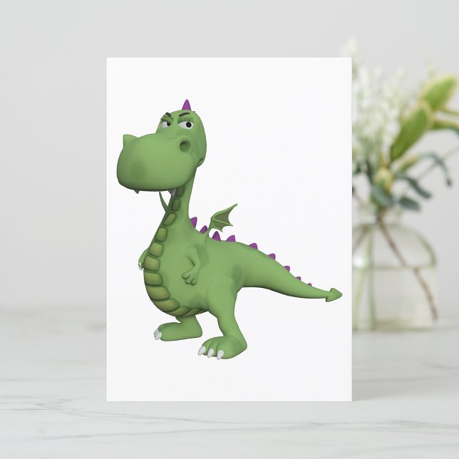 Convites Personagem de Dinossauro Verde com Espinhos Roxos (Criador carregado)