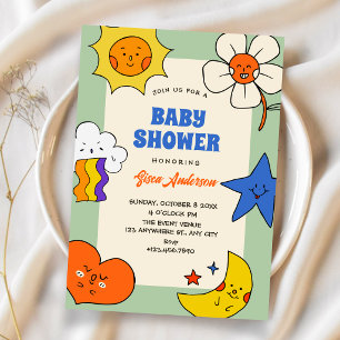 Convites Personagens divertidos de doodles chá de bebê
