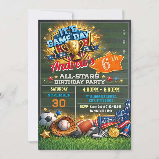 Convites Personal All Star Birthday For kid Invitation  (Frente)