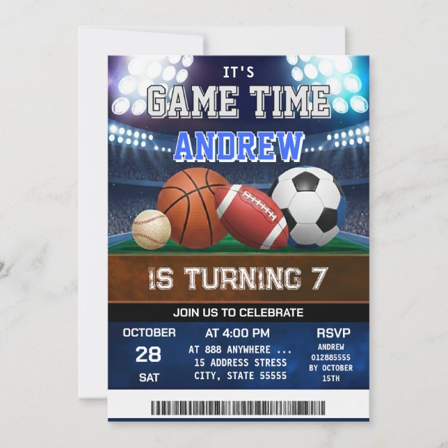 Convites Personal All Star Sports Birthday Invitation (Frente)