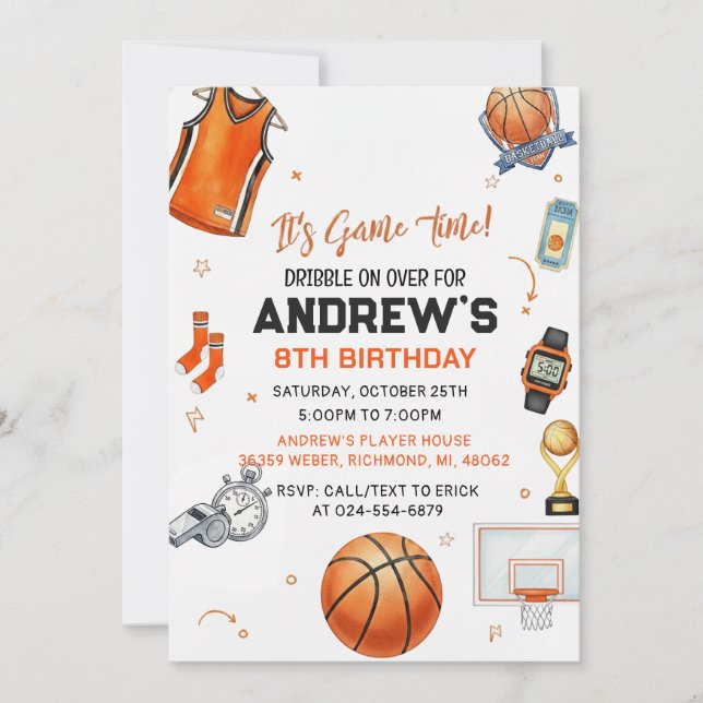 Convites Personal Basketball Birthday card for boy (Frente)