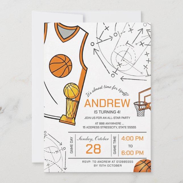 Convites Personal basketball birthday invitation (Frente)