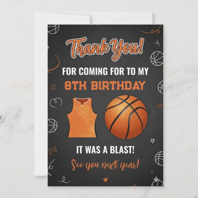 Convites Personal Basketball Thank you card (Frente)