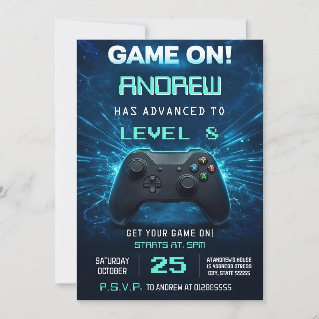 Convites Personal Gaming Birthday Party  Invitation (Frente)
