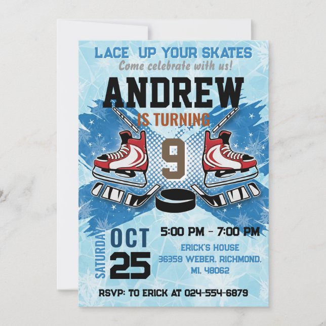 Convites Personal Hockey Birthday Invitation (Frente)