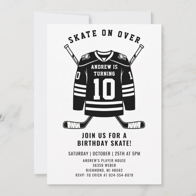 Convites Personal Hockey Theme Birthday Party Invitation (Frente)