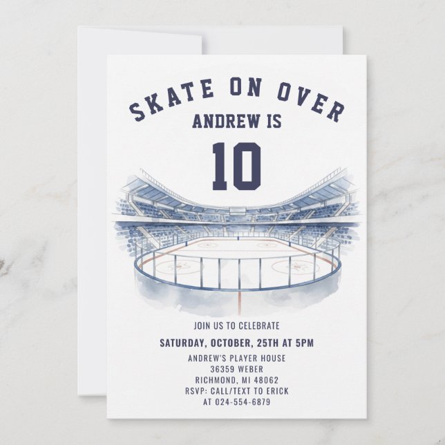 Convites Personal Hockey Theme Birthday Party Invitation (Frente)
