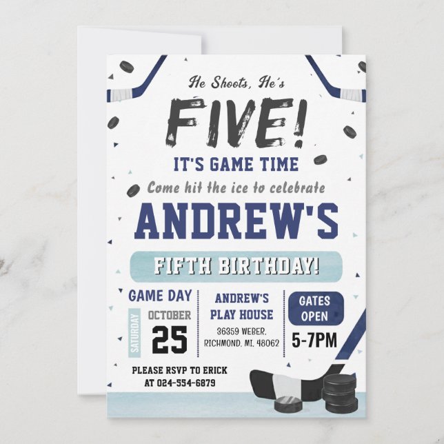 Convites Personal Ice Hockey Birthday Invitation (Frente)
