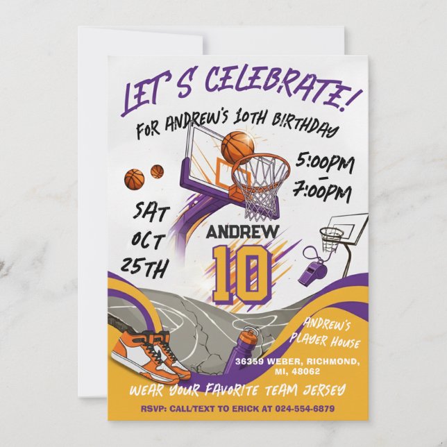 Convites Personal kid Basketball Birthday  (Frente)