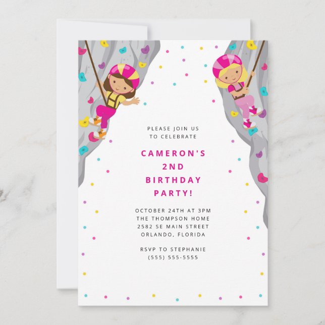 Convites Personal Rock Climbing Birthday Party Invitation (Frente)