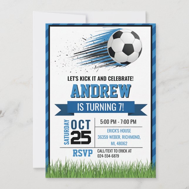 Convites Personal Soccer Birthday Invitation (Frente)