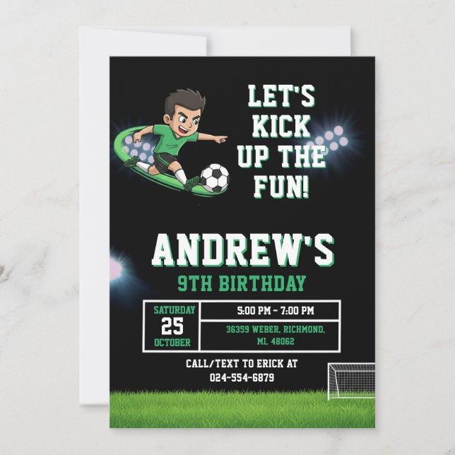 Convites Personal Soccer Birthday Invitation Template (Frente)