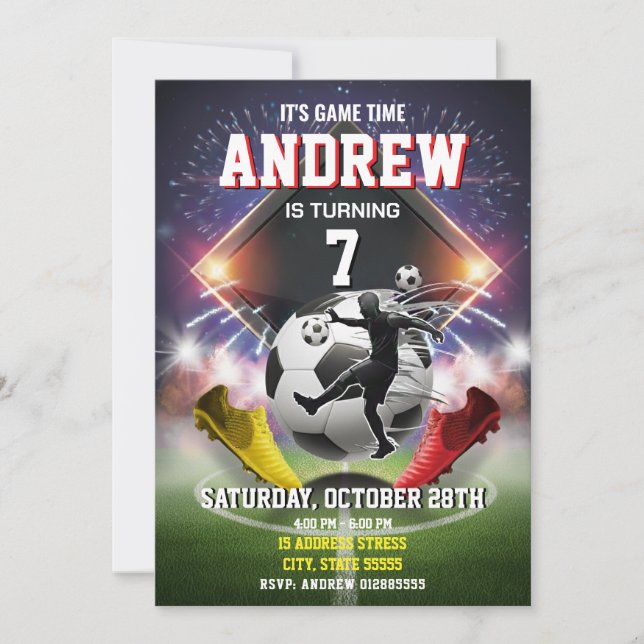 Convites Personal Soccer Birthday Printable Invitation (Frente)