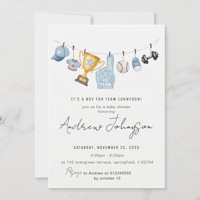 Convites Personal Sports Baby Shower Bundle (Frente)