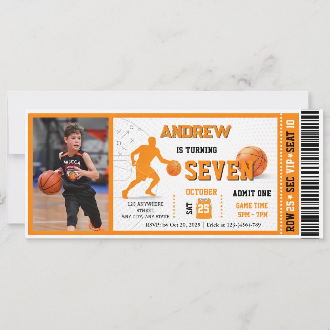 Convites Personal VIP Basketball Game Birthday Ticket (Frente)