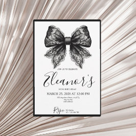 Convites Personalised 18th Black Bow Birthday Invitation