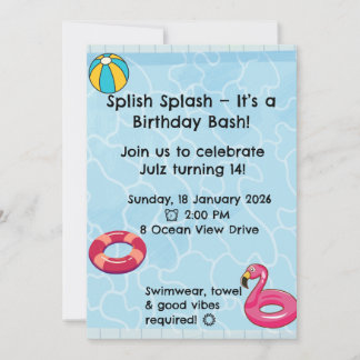 Convites Personalised Kids Pool Party Invitation | Summer