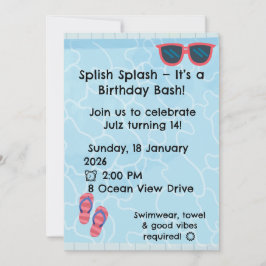 Convites Personalised Kids Pool Party Invitation | Summer