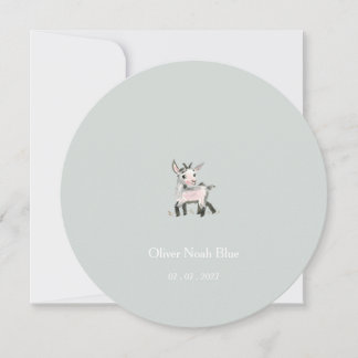 Convites Personalised Little Goat Baby Birth Announcement.