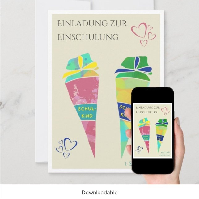 Convites Personalisierbare Einladung Einschulung deutsch  (Criador carregado)