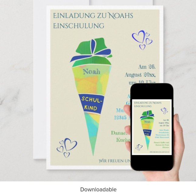 Convites Personalisierbare Einladung Einschulung Junge  (Criador carregado)