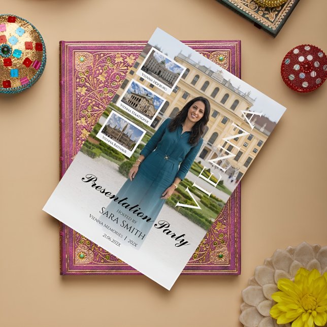Convites Personalisierte Wien Präsentationsabend Einladung  (Personalize this elegant Vienna invitation with your own photos and event details.)