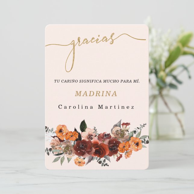 Convites Personaliza Agradecimiento Para la Madrina (Em pé/Frente)