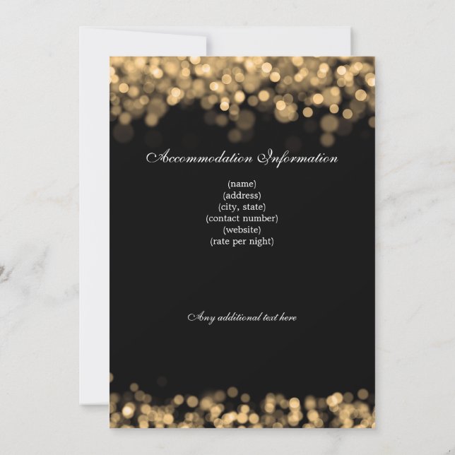 Convites Personalização das Luzes Douradas de Casamento Ele (Verso)