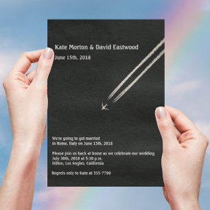Convites Personalização de Casamento de Destino de Avião