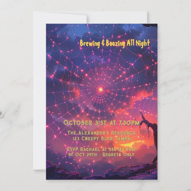 Convites Personalização do Dia das Bruxas na Web de Aranha  (Frente)