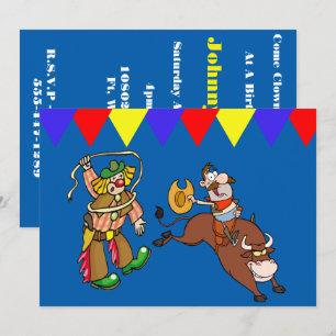 Convites Personalização do Palhaço Bull Rider Rodeo do P