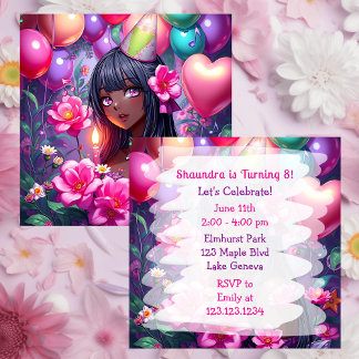 Convites Personalizada a Menina de Cores do Aniversário do 