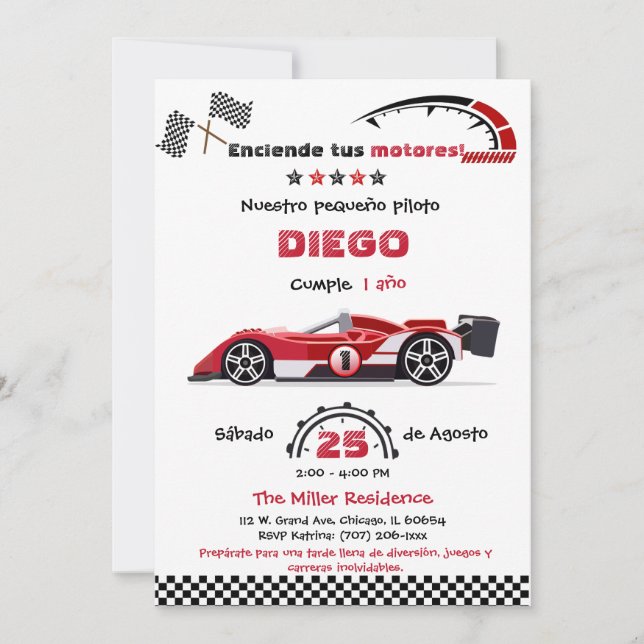 Convites Personalizada De Aniversário Automóveis (Frente)