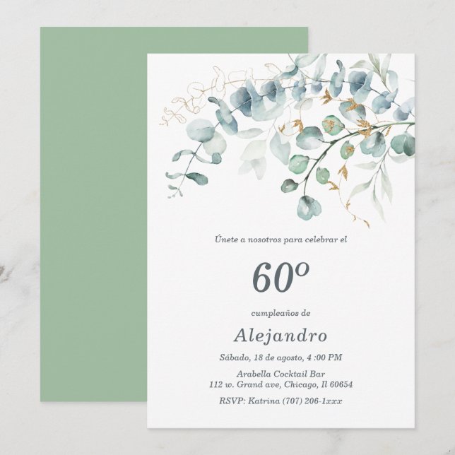 Convites Personalizada Para Festa de 60 Aniversário (Frente/Verso)