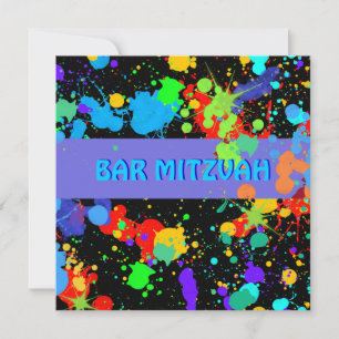 Convites Personalizado, Azul, Pintor Roxo, Bar Mitzvah